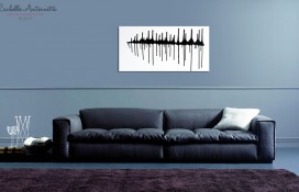 Modern abstract art in black and white on canvas
