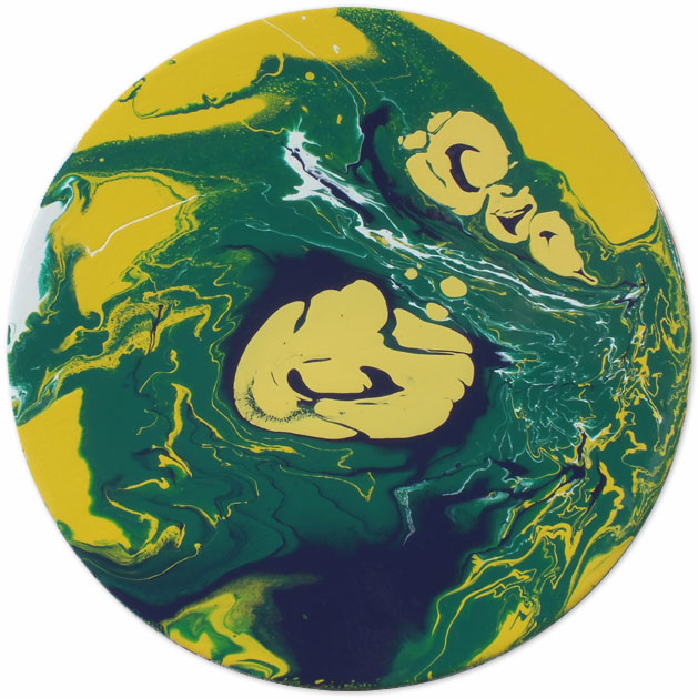 Original Circular Painting Green Yellow Blue