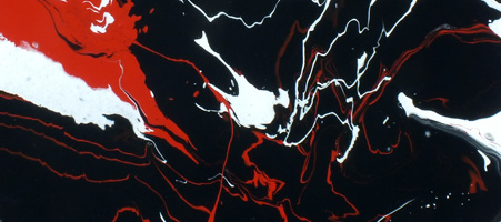Volcano red and midnight black tondo art
