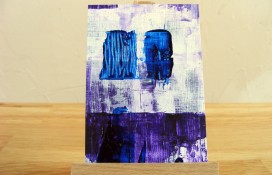 Abstract aceo art purple,white and blue
