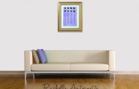 Violet, blue and yellow abstract art on canvas