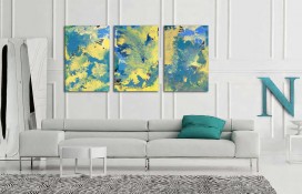 abstract art triptych painting