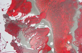 Red and Silver Modern Abstract Painting