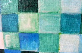 Abstract Art in Green and Blue Acrylic Paint
